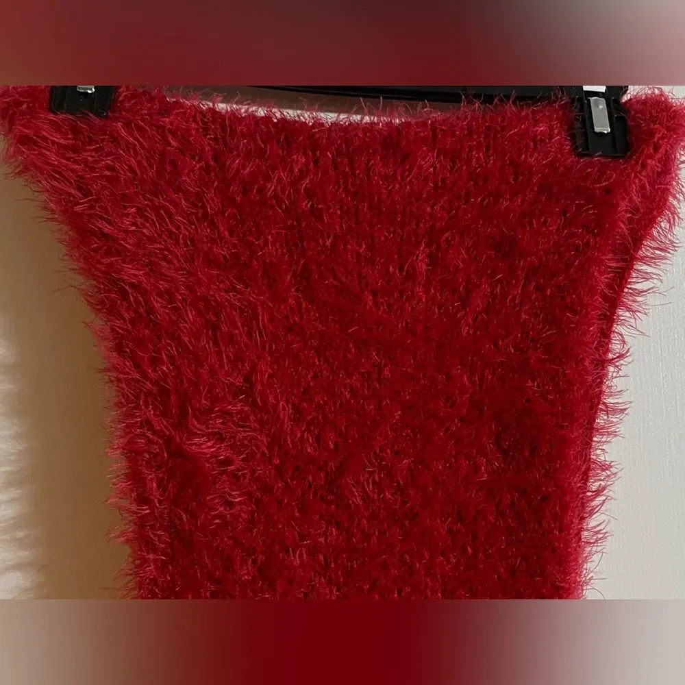 Charlotte Russe Red Fluffy Knit Infinity Scarf